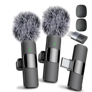 Wireless  Recording Mic Type-C Charging Portable Noise Canceling iPhone PC Tablet Camera