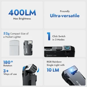 Rechargeable EDC Flashlight, 400 Lumens